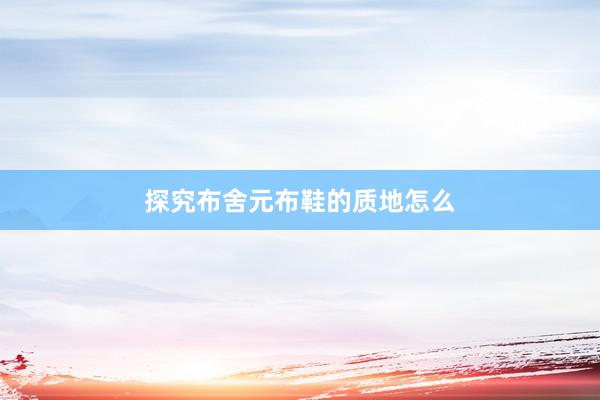 探究布舍元布鞋的质地怎么